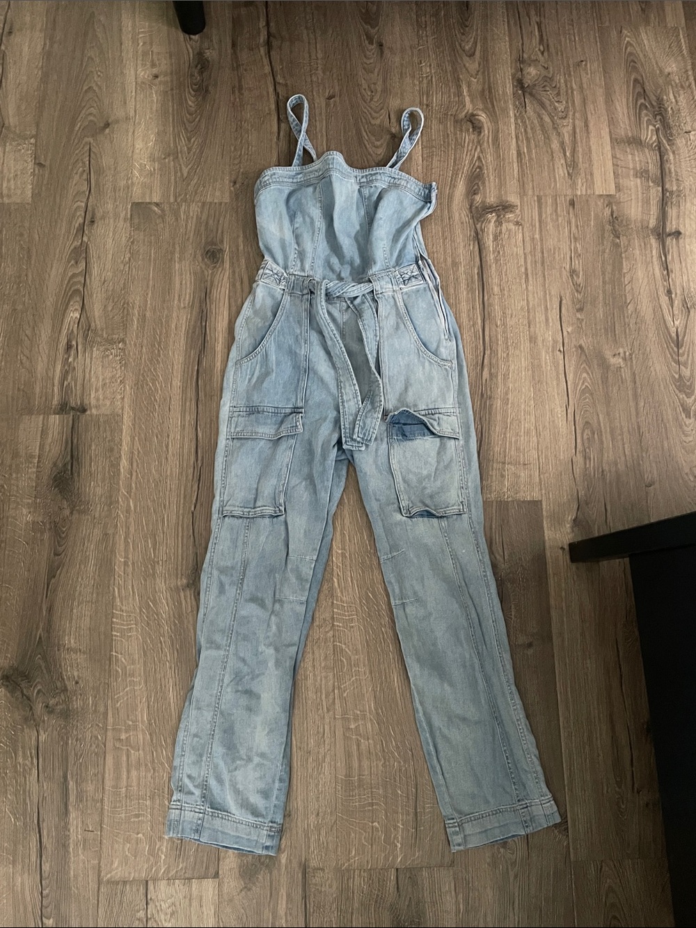 Free People Light Blue Denim Overalls